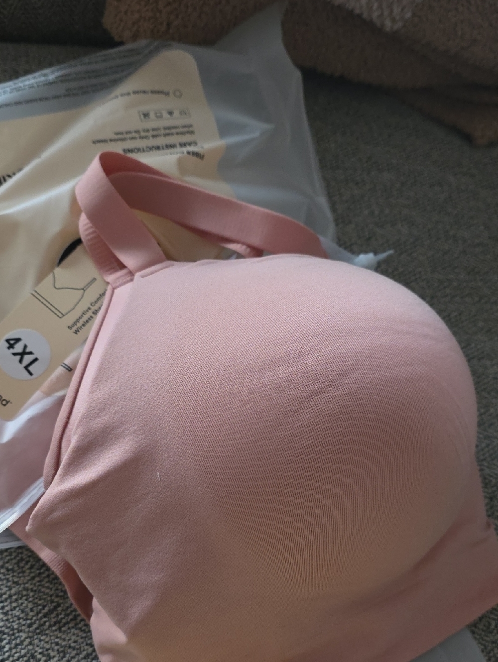 Truekind Soft Seamless Light Pink Wireless Bra 4xl New